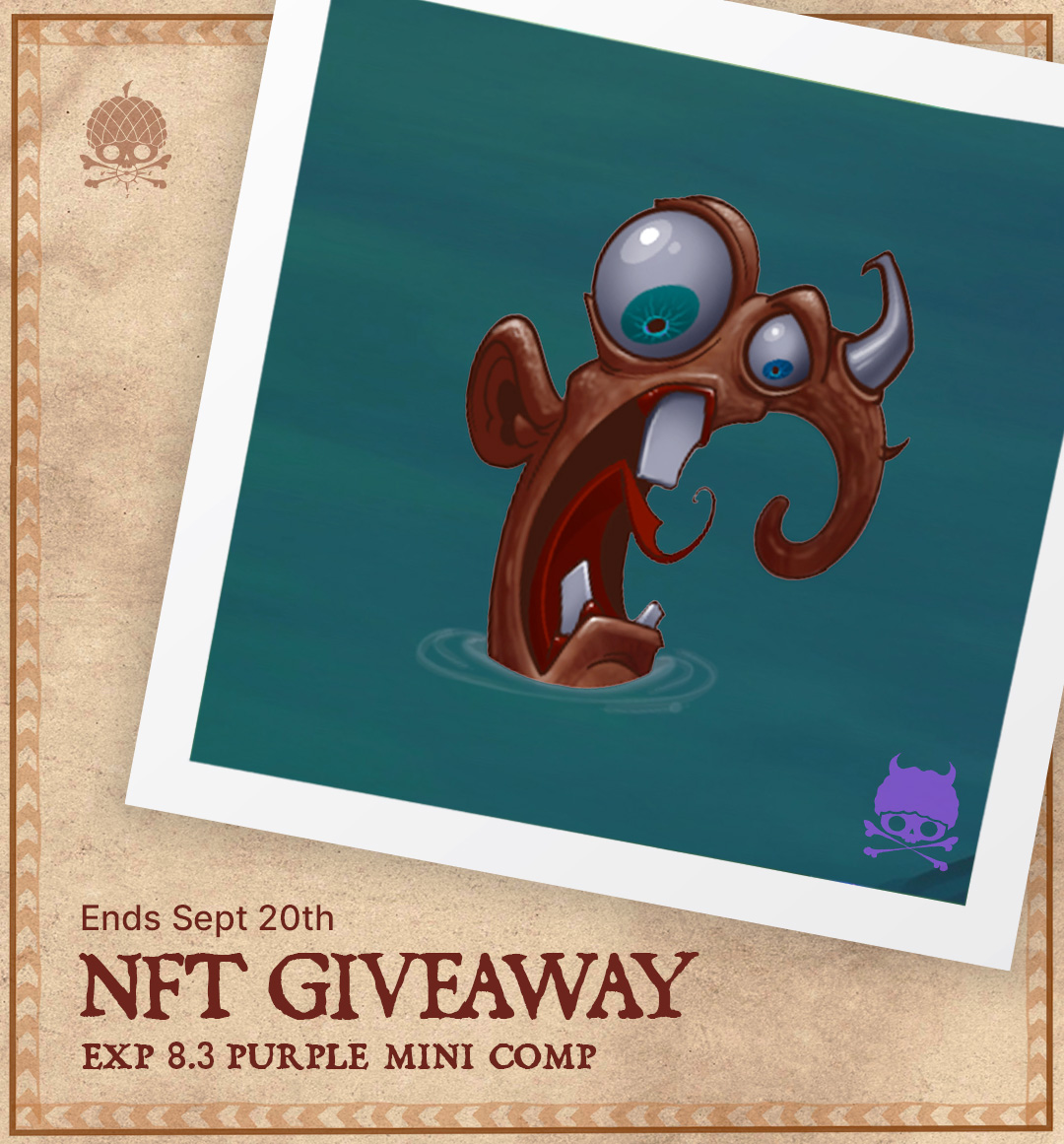 🎉 GIVE AWAY! 🎉

We're giving away an Exp 8.3 Purple Mini Comp.

How to Enter:
✅ one entry per Exp 8.2 NFT burned
✅ Details in our Discord

Ends Sept 20th
discord.gg/tattooandartco…