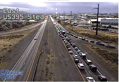 RenoTraffic's tweet photo. US-395 South at Panther

#2 lane has been reopened, #1 lane remains closed - but the back of the line now is around Red Rock. https://t.co/iAF1wQKpvR