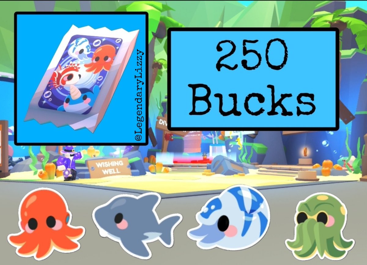 legendarylizzy's tweet photo. This Friday's update is just a small one as we are being given some time to collect all those new ocean pets &amp; start preparing for you know what 😉👻🎃 

A new sticker pack will be added for 250 bucks it includes 20 new stickers to collect 🌊  #adoptme https://t.co/VlfPveACvu