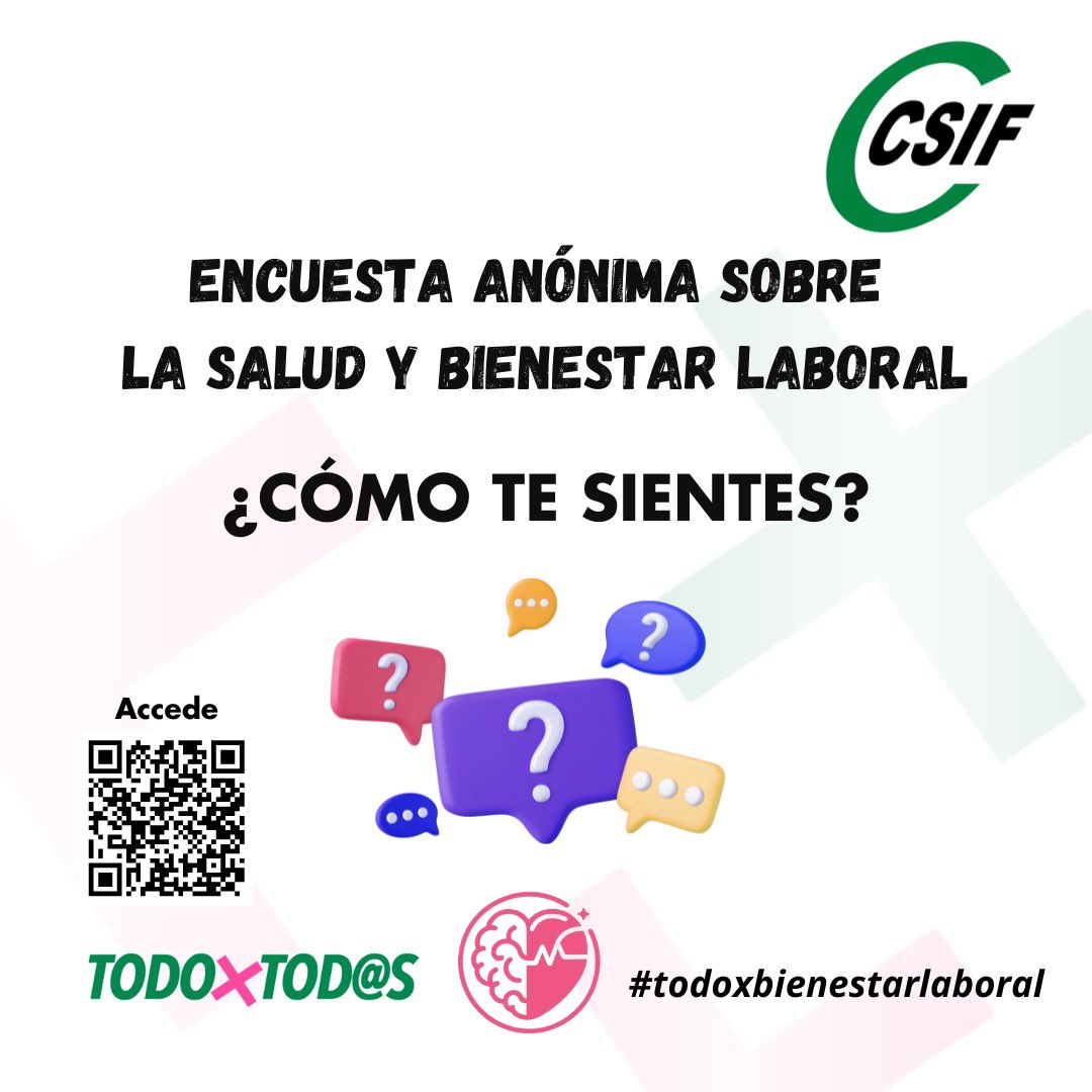 #CSIF lanza una encuesta 📝anónima para valorar cuál es la situación de la #SaludMental de los/las profesionales en la actualidad en el mundo laboral. 
🙏🏻Gracias por tu tiempo y tu colaboración 👉🏻👉🏻csif.es/es/articulo/na… <a href="/CSIFnacional/">CSIF Nacional</a>
