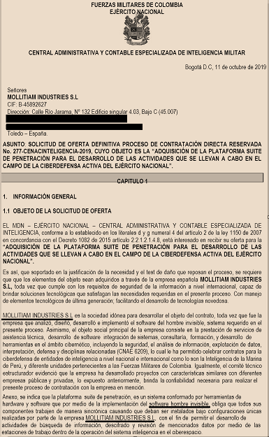 JuanPoe's tweet photo. !Atención! La DIPOL compró un sistema de ciberespionaje de 4291 millones en el Gob Duque que incluyó a la empresa Mollitiam que ha espiado políticos, periodistas y activistas, en fechas similares a la compra del Pegasus. En este artículo están las pruebas. https://t.co/lIoDkYHH22 https://t.co/yKXk0GET6S