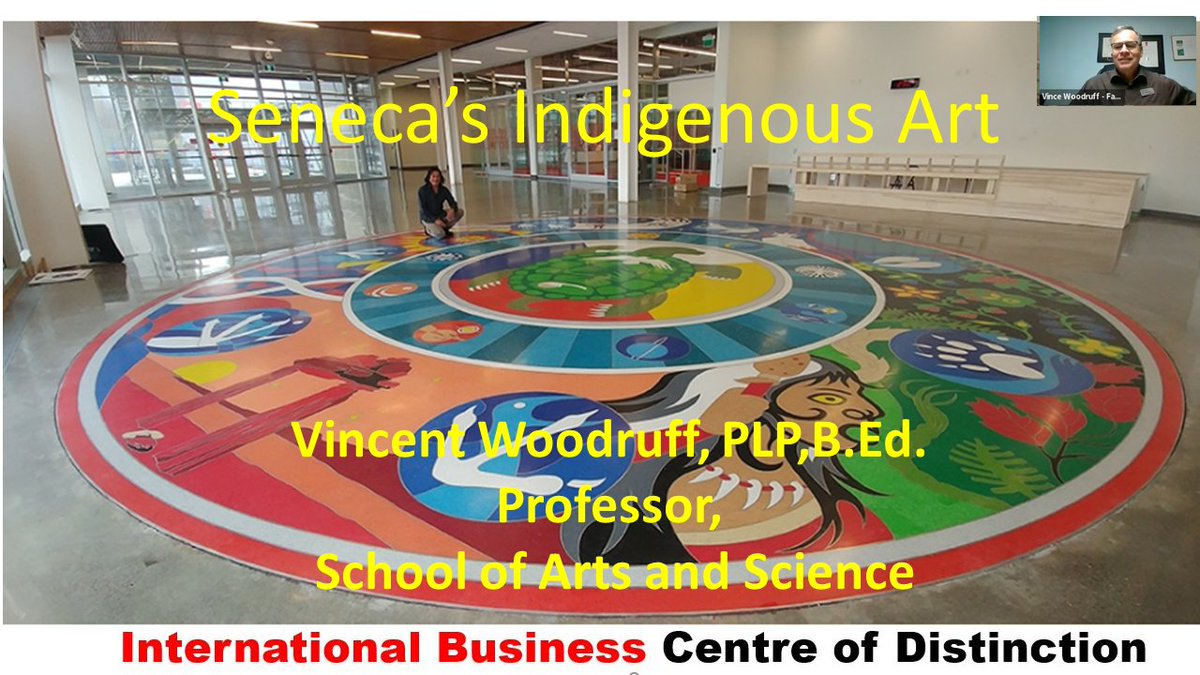 JimIntlBusiness's tweet image. #senecaproud  @SenecaPoly @SenecaBusiness Our International Trade Practitioner candidates (IBS) had took a virtual tour of Indigenous art displayed at Seneca&apos;s Newnham Campus. A special thanks to Professor Vincent Woodruff for bringing the significance of the artwork to life.