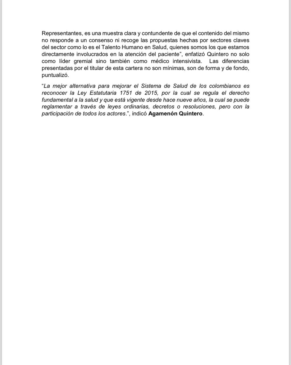 ATENCIÓN: Comunicado a la opinión pública sobre la nueva reforma a la salud.