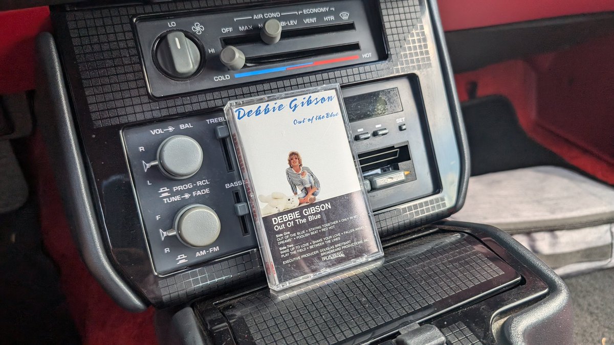 MikeClineJr's tweet image. What you doing?
Nothing, just cruising around in my 1988 Firebird, listening to Debbie Gibson's Out of the Blue on cassette. @DebbieGibson