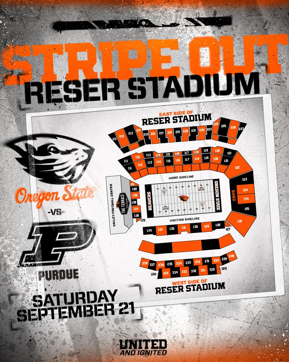 BeaverAthletics's tweet photo. Stripe out Reser 🟠⚫️ 

Students, you're in 𝙊𝙍𝘼𝙉𝙂𝙀. Everyone else ⤵️ https://t.co/g7CHqPcrf0