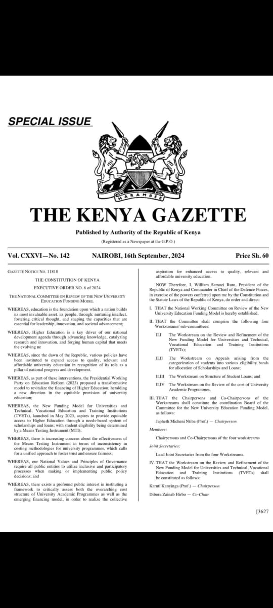 LiasonMedia's tweet photo. President William Ruto Appoints National Committee on Review of the New University Funding Model.

This follows complains by stakeholders that the new funding model is untenable.
@_KasKazini @HEBabuOwino @uonbi @EugeneOngeri @Honeyfarsafi https://t.co/3c2dFTJuks