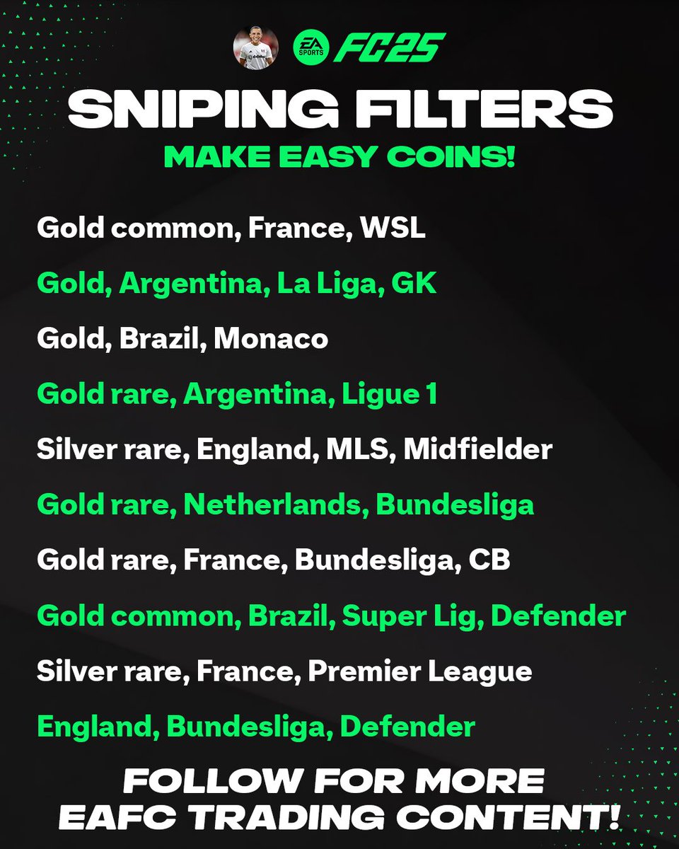 sub2waldy's tweet photo. 💰#FC25 Sniping Filters💰

Here are some filters you can use once the game is released, to make some easy coins with bidding/sniping

Show some support I’ll drop some more ❤️ https://t.co/8D4FjbGj3g