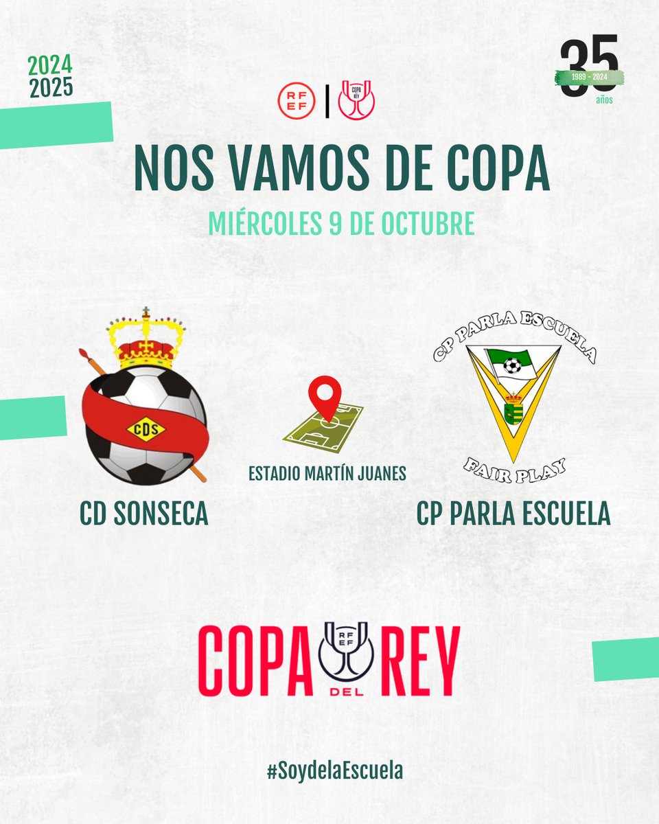 COPA DEL REY | Ya tenemos rival para la previa de la Copa del Rey. Nos mediremos al CD Sonseca (Castilla La Mancha) en el Martín Juanes.

¡Seremos visitantes y deberemos luchar por el pase fuera de nuestro estadio! ¡A un pasito del sueño!

#SoydelaEscuela