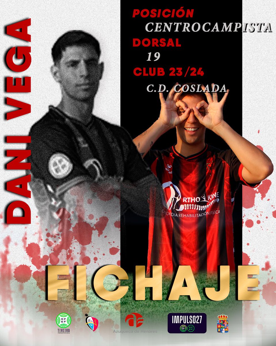 Nuestro siguiente fichaje procede del <a href="/CD_Coslada/">CD COSLADA ⚽️</a> y viene a reforzar el mediocampo. Lucirá el dorsal 19, y seguro que dentro del campo no sonríe a los rivales tanto como a nuestro fotógrafo. ¡Bienvenido Dani Vega!
#hambredegloria