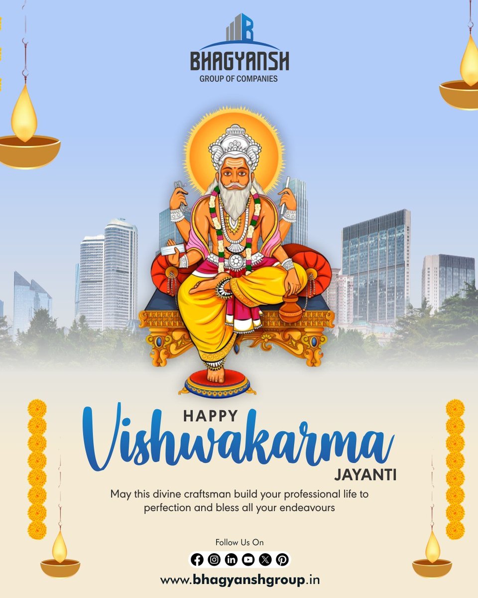 bhagyansh_group's tweet image. Happy Vishwakarma Jayanti! 
 
May Lord Vishwakarma bless your professional life with creativity, precision, and success. Wishing you prosperity in all endeavors! 

#VishwakarmaJayanti #DivineBlessings #CreativityAndSuccess #BhagyanshGroup #Prosperity #PerfectionInWork