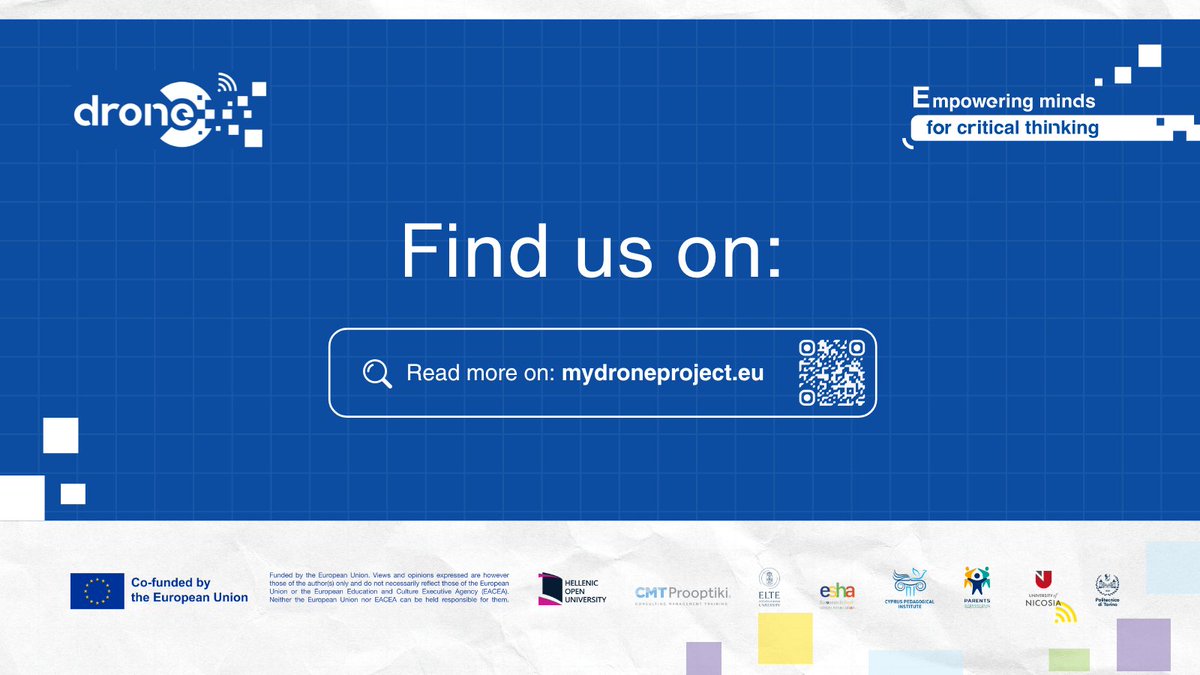 MydroneProject's tweet image. Fight Disinformation!  Help students think critically with the EU-funded DRONE Project.  ➡️ mydroneproject.eu
Let's empower our students to become critical thinkers and savvy digital citizens! ✊
#DRONEProject #DigitalLiteracy #CriticalThinking #Education #Disinformation