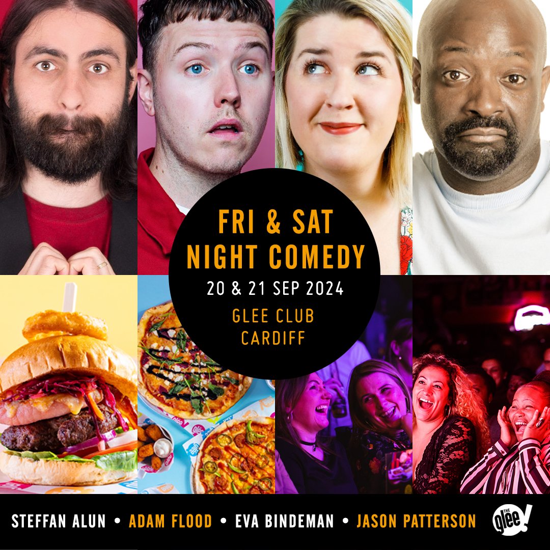 The Glee Club Cardiff (@gleeclubcardiff) on Twitter photo 📆 Friday & Saturday Night Comedy, featuring <a href="/StAlun/">Steffan Alun</a>, <a href="/floodhaha/">Adam Flood</a>, Eva Bindeman & <a href="/jpattersoncomic/">Jason Patterson</a>
Superb stand-up comedians and a great range of tasty food offerings
Tickets 🎟 bit.ly/CardiffWeekend… 📆 Friday & Saturday Night Comedy, featuring <a href="/StAlun/">Steffan Alun</a>, <a href="/floodhaha/">Adam Flood</a>, Eva Bindeman & <a href="/jpattersoncomic/">Jason Patterson</a>
Superb stand-up comedians and a great range of tasty food offerings
Tickets 🎟 bit.ly/CardiffWeekend…