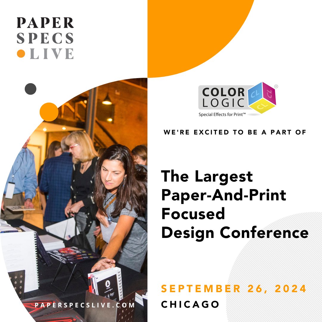 ColorLogicInc's tweet image. Last Chance! The largest paper-and-print focused design conference - PaperSpecs LIVE - is heading to Chicago on September 26th, and we’ll be there!
Don&apos;t miss out on this one-of-a-kind event!
👉 Get your ticket NOW: paperspecs.com/color-logic

#printdesigner #print #chicagodesigner