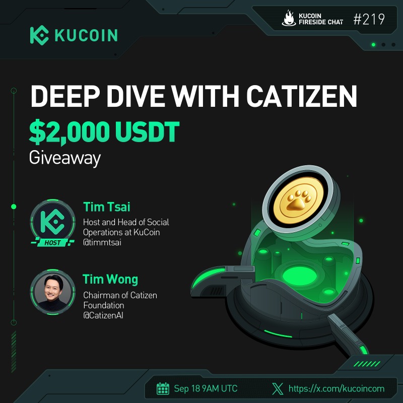 kucoincom's tweet photo. 🐾Ready to explore the cutting edge of AI? Join our #KuCoinFiresideChat with @CatizenAI!

🎁2,000 $USDT (20 winners)
 
1️⃣Follow @kucoincom &amp; @CatizenAI
2️⃣❤️&amp; RT
3️⃣Subscribe to KuCoin's Youtube Channel
4️⃣Fill in: https://t.co/wRaeBeqSrM
5️⃣Join the space
 
✅Set a reminder