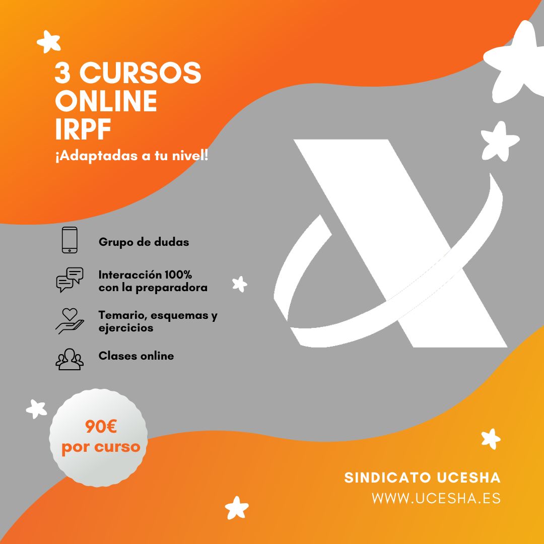 ucesha's tweet image. 🔸UCESHA Informa🔸
Os recordamos que tenemos 3 cursos de IRPF a vuestra disposición!