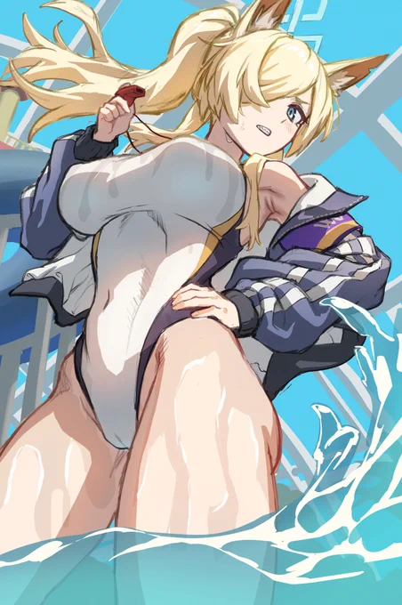 #皆さんラフと塗った後を見せてください この前の水着カンナ