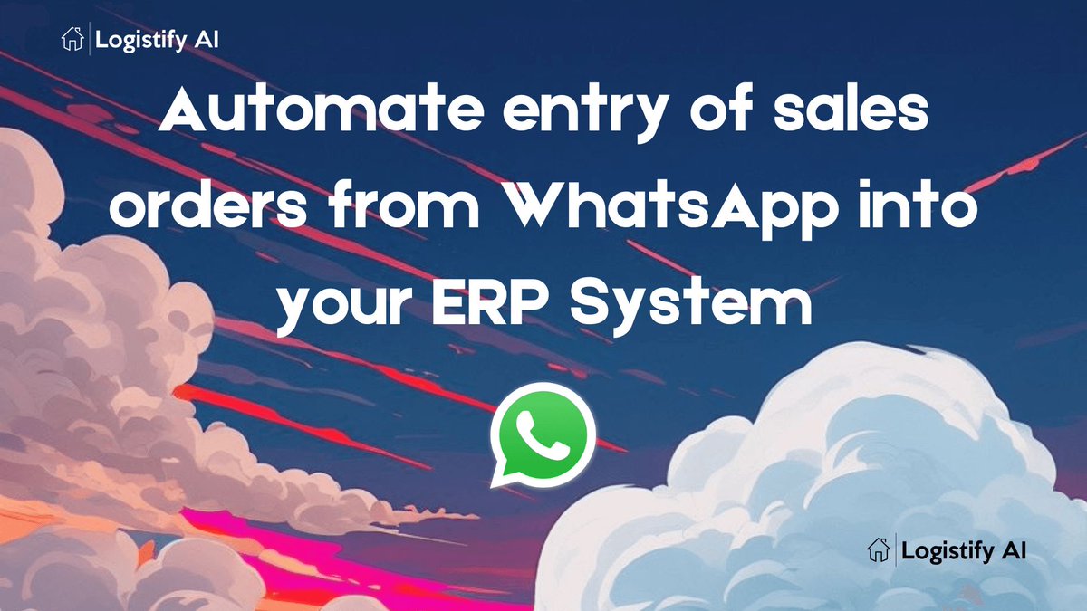 logistify_ai's tweet photo. 🔥 Automate entry of sales orders from WhatsApp into your ERP

See the demo: https://t.co/7byFKMgWS7 

Read the blogpost: https://t.co/hmag92zloZ 

#GenerativeAI #DataEntry #WhatsApp #ERP https://t.co/Rr7k2imPMQ