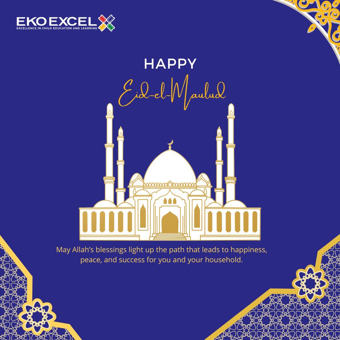 EKOEXCEL_NG's tweet image. Eid el Maulud Mubarak!

As we celebrate the birth of Prophet Muhammad, may this day bring you peace, joy, and countless blessings.

For more information about the #EKOEXCEL programme and support on pupil enrolment, please visit ekoexcel.ng
#ekoexcel #EidMubarak