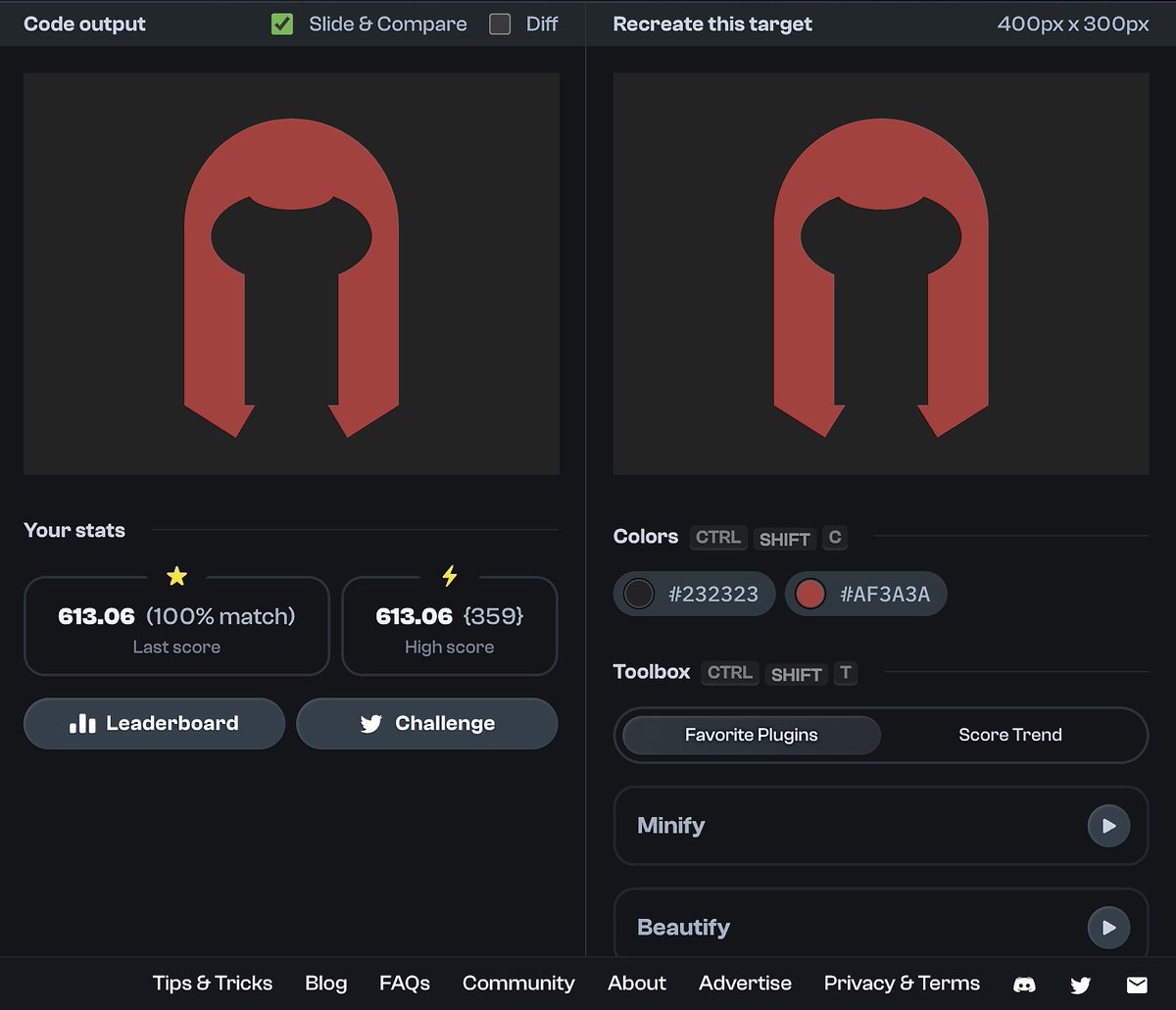 nwoye_ezekiel's tweet image. CSS Battle Challenge #9 🚀

Ranked 41st globally for this one. We’re making progress!

100% match or nothing! 🙅🏽‍♂️

Here&apos;s the link to the challenge: cssbattle.dev/play/205

#CSS #CSSBattle #Magneto