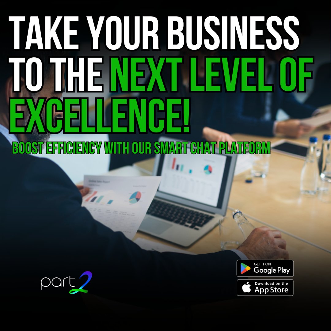 part2chat's tweet image. Ready to elevate your business to the next level of excellence? 🚀 Part2AI&apos;s smart tools are here to enhance efficiency and customer experience

Download App Now -&amp;gt; part2ai.com

#Part2AI 
#BusinessExcellence
#AdvancedAI 
#SmartChats
#iphoneapp #iphone15 #iphone