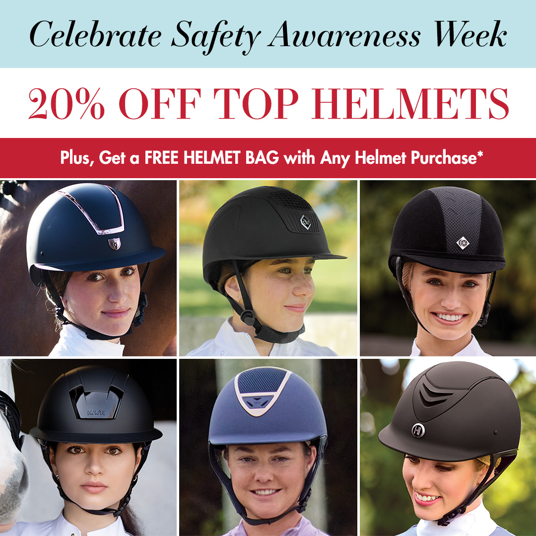 DoverSaddleryUS's tweet photo. Safety Awareness Week starts today! Enjoy 20% off top helmet brands and receive a free helmet bag with any helmet purchase!

Shop the Sale: https://t.co/ZyL2ApXTmJ https://t.co/LJPgnuXftJ