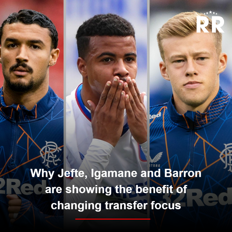 RangersReview55's tweet photo. Rangers had to lower the wage bill, recruit for the future and build a squad to compete now this summer. 

Clement highlighted Connor Barron, Hamza Igamane and Jefte after a 1-0 win over Dundee United - as an example of how Rangers' recruitment is changing. 

⬇️ @JoshuaBarrieRR