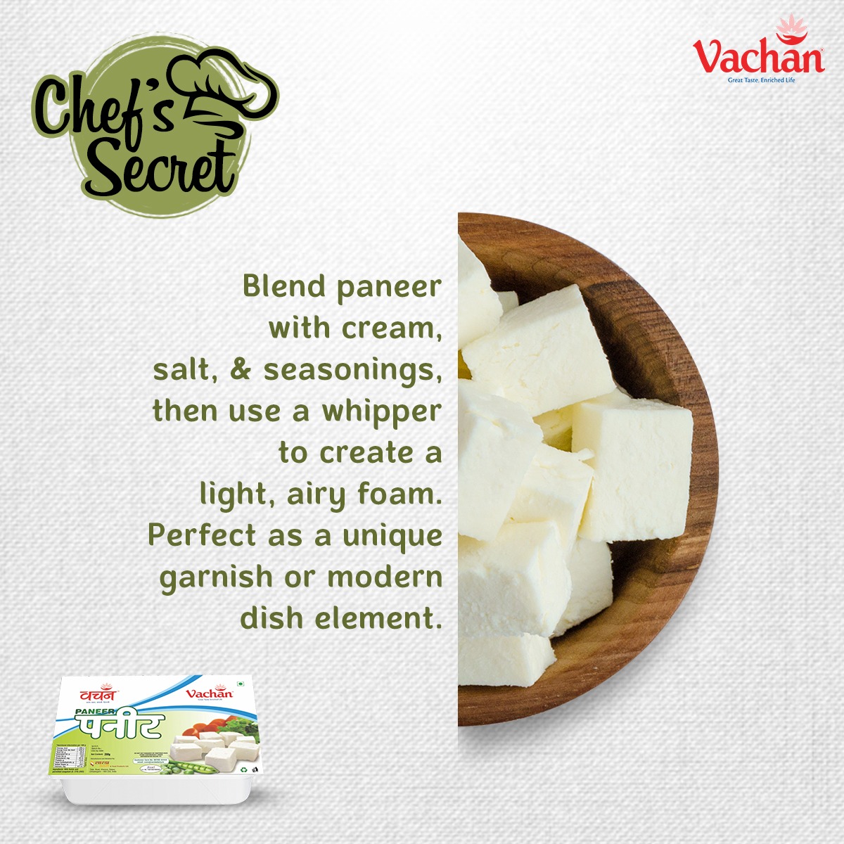 vachanmilk's tweet image. No cooking, just marinating magic! Give your Vachan Paneer a fresh, zesty twist with citrus zest, herbs and olive oil. 🍋🌿

#Vachan #PurityKaVachan #ChefHacks #MarinatedPaneer #VibrantFlavors #PaneerPerfection #NoCookGoodness #VachanPaneerSecrets #ZestyBite