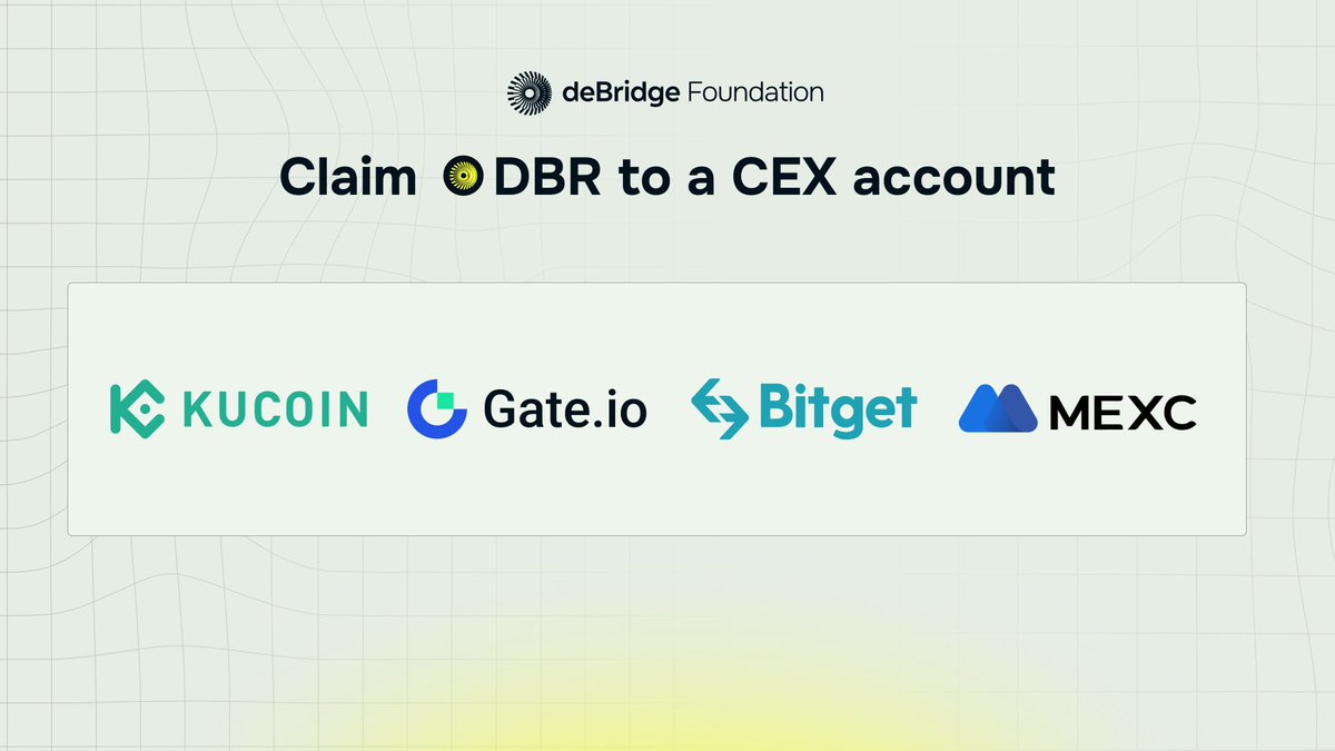 1/ Starting today, DBR claims to centralized exchanges can be queued.

Claims of DBR can be made straight to a CEX account, offchain, in preparation. Balances will be reflected at TGE.

The first to support direct claims are <a href="/bitgetglobal/">Bitget</a>, <a href="/kucoincom/">KuCoin</a>, @gate_io, and