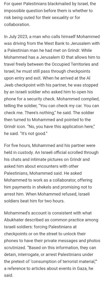 Ese "pais democratico" extorsiona y amenaza palestinos queer para volverlos informantes contra su propio pueblo