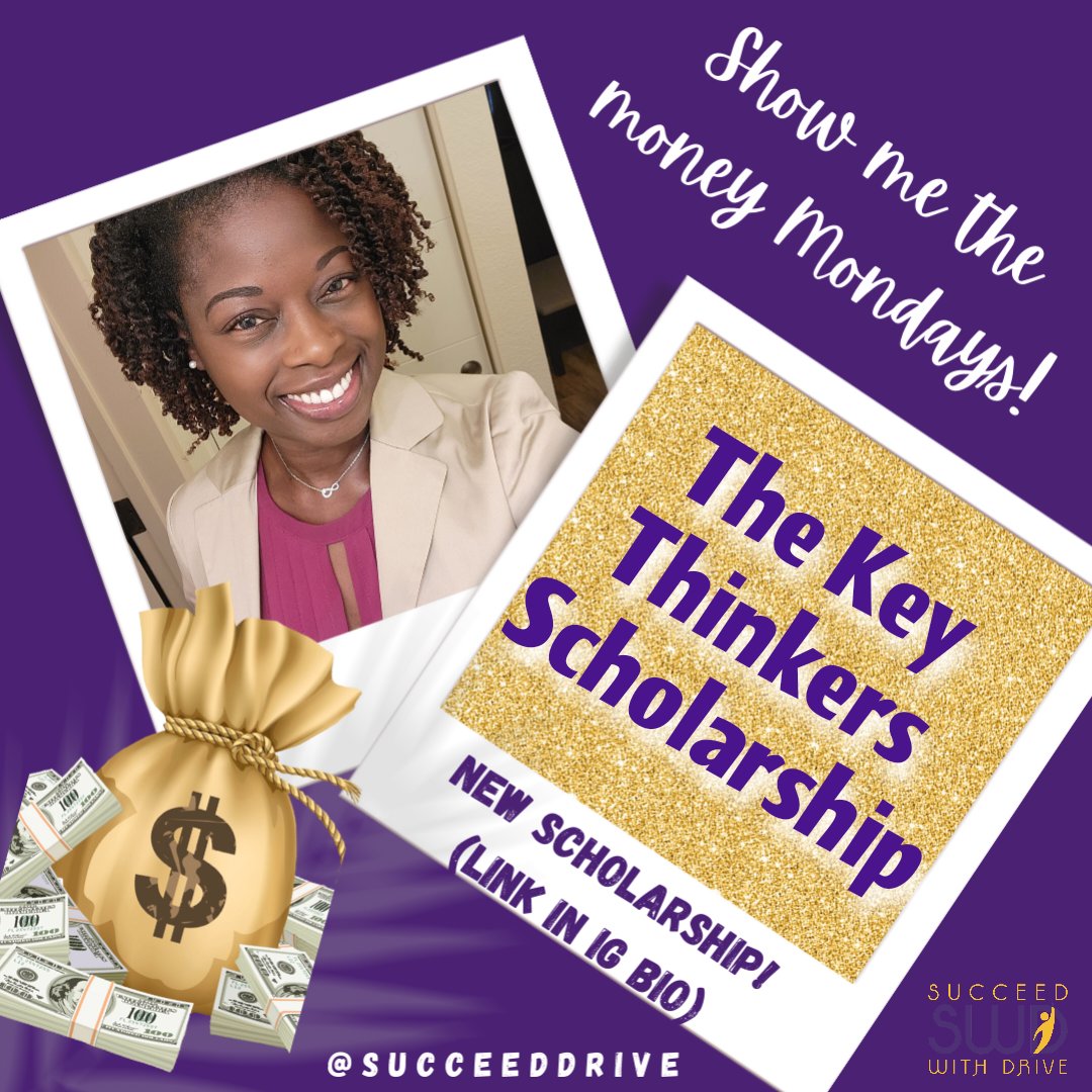 Show me the money Mondays!! 💵
The Key Thinkers #Scholarship is awarding $1,000 to a college student with a 3.0 GPA who submits an essay between 500-750 words on the topic of Financial Responsibility. App due 9/30. No excuses! 
moneykey.com/scholarship/