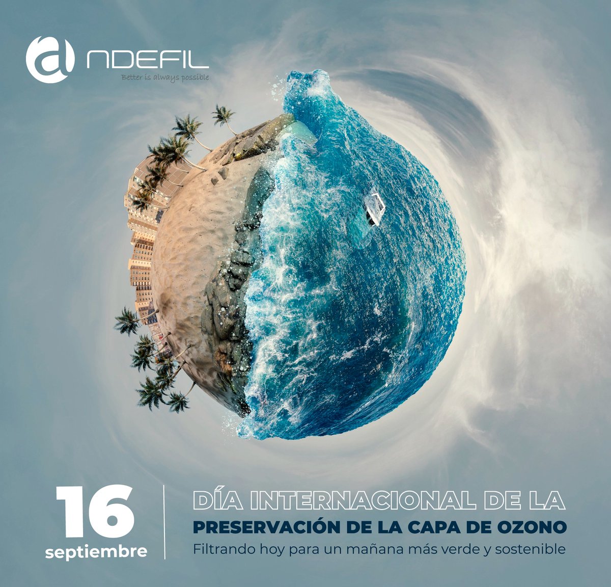 🌍Hoy celebramos el Día Internacional de la Preservación de la Capa de Ozono🌍

Nuestro compromiso con el aire limpio es también un compromiso con el planeta. ¡Cada acción cuenta para un futuro más sostenible!

#Andefil #FiltraciónDeAire #Sostenibilidad #ProtecciónAmbiental