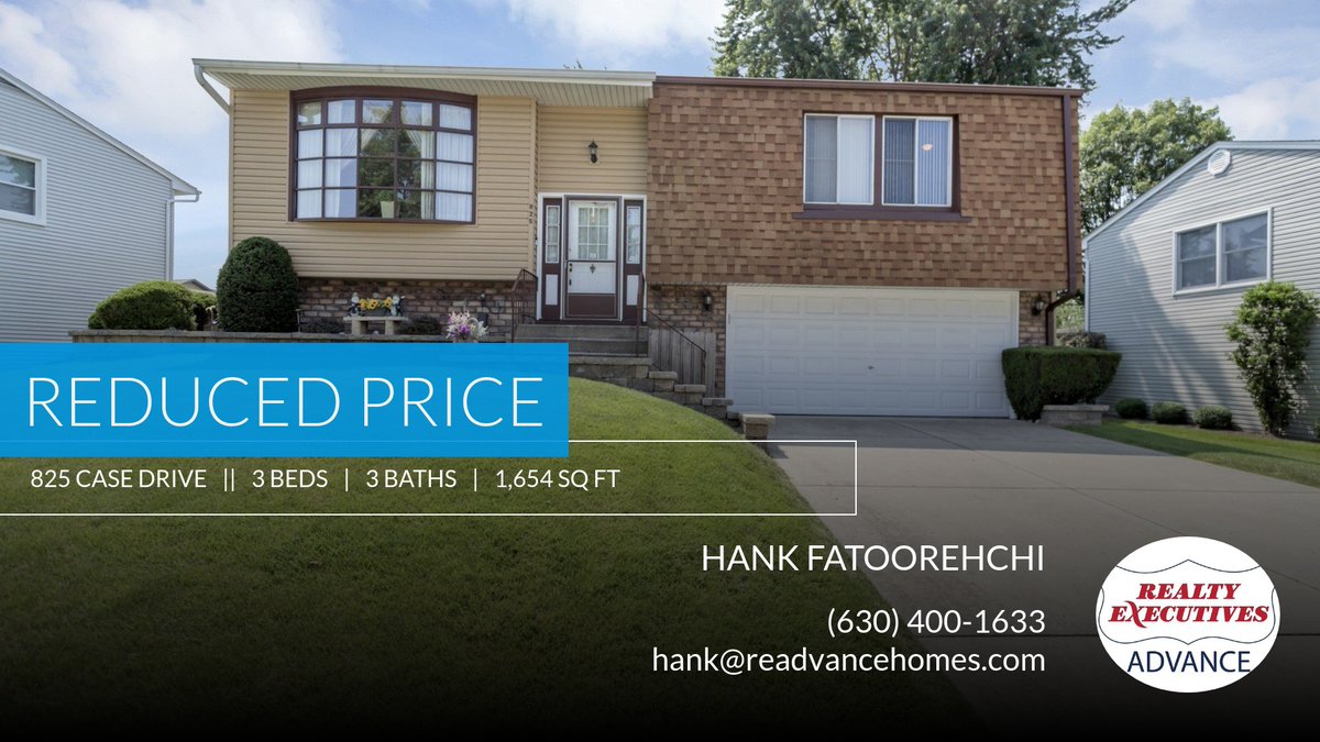 REAdvanceHomes's tweet photo. 📍 Reduced Price 📍 This recently reduced home at 825 Case Drive in Roselle won't last long, so, don't wait to set up a showing! Reach out here or at (630) 400-1633 for more information! https://t.co/0hrhXvCNrX https://t.co/73W8Y37qwa