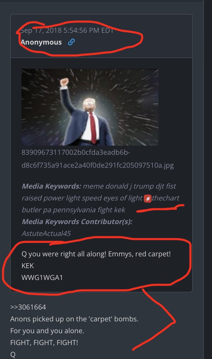 ReaganRunners's tweet image. It’s too much in the world of coincidence 

Remember that # by Trump in TS? 

This was a Q drop from September 17th 2018.  6 freaking years ago. Read the whole thing.  (#thechart).  

Butler PA/FIGHT/Fight/Fight 

How is it possible,,,, I guess Time travel?