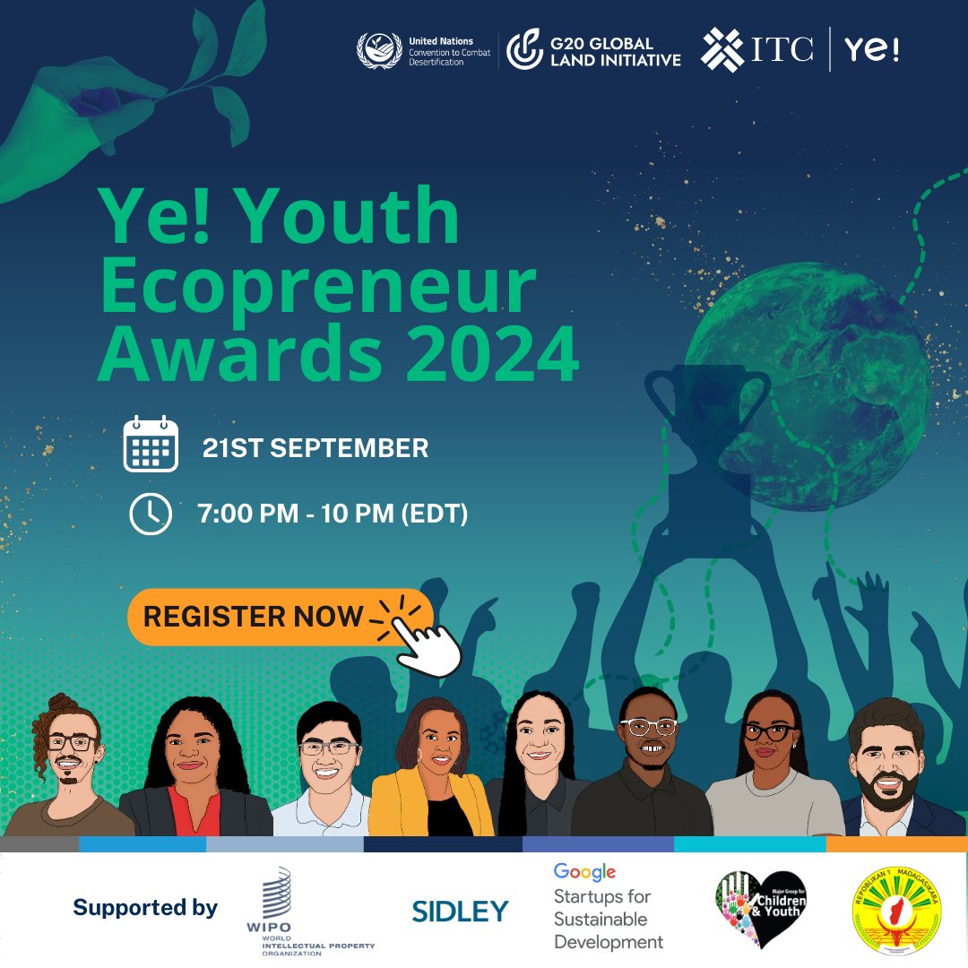 Awards Night is almost here🏆🌟! Join us to see which finalist will take home the award of year. Express your interest by visiting social.yecommunity.com/page/youth-eco… 

Date: Sept. 21st
Time: 7 PM - 10 PM (EST)

#YouthEcopreneurs #GenerationRestoration #YeCommunity