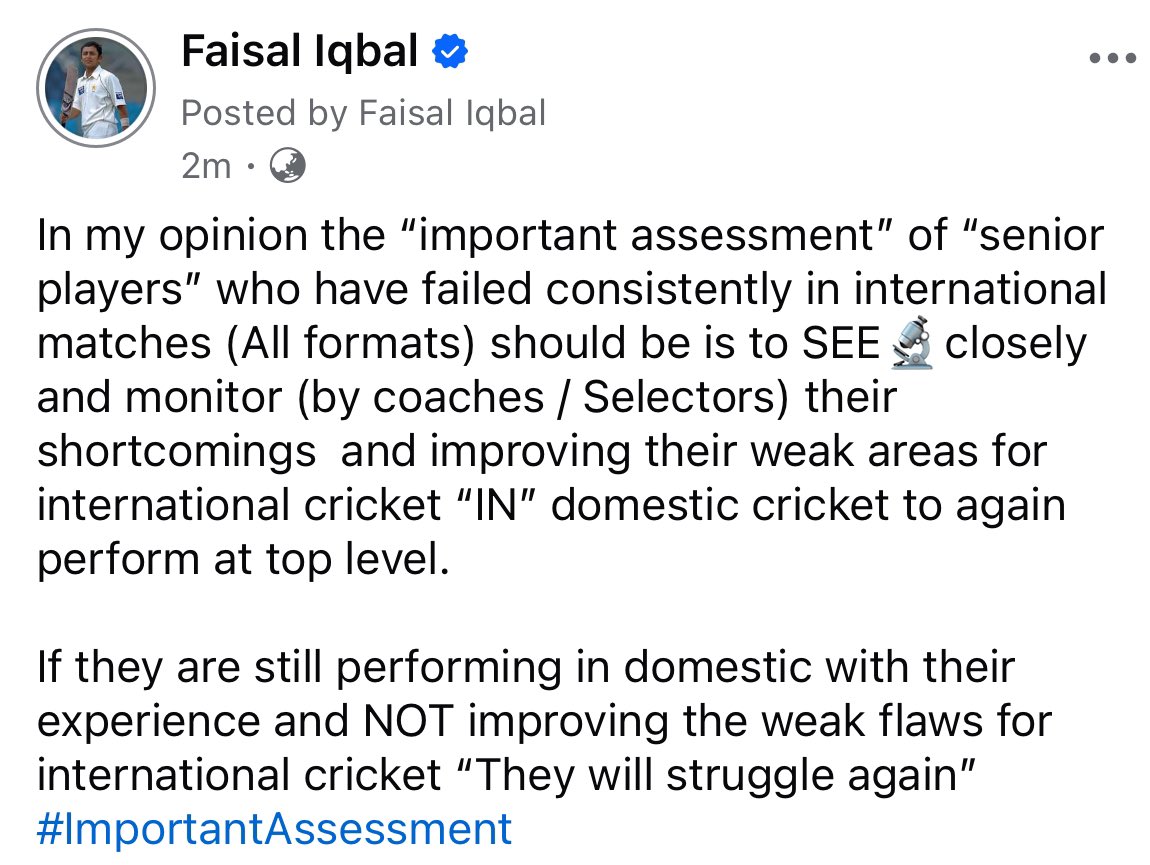 FaisalIqbalCric's tweet image. Important Assessments! #Coaches #Selectors #InternationalCricket