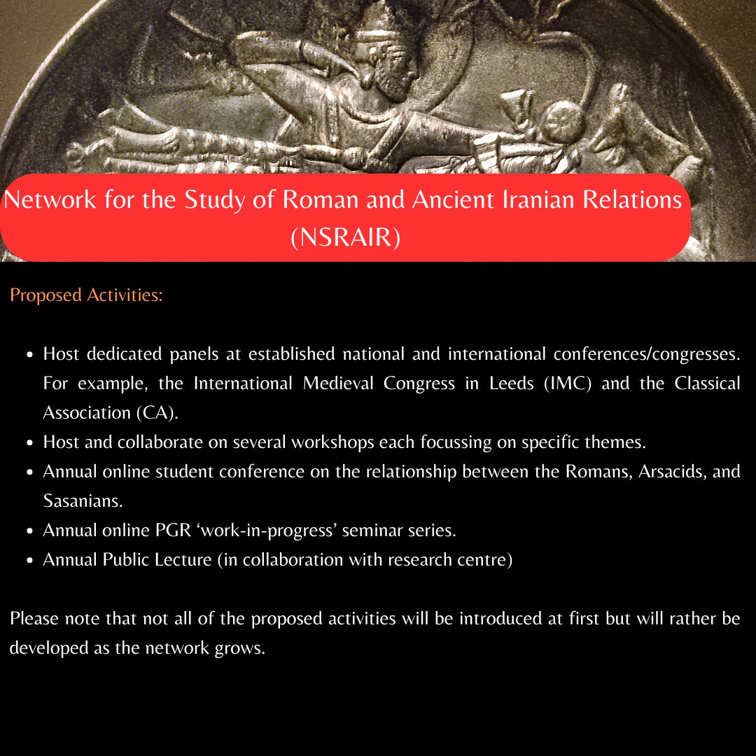 NtwRomeIran's tweet photo. Welcome to this new and exciting network dedicated to the study of Roman and ancient Iranian relations. Please find out a bit more about the network and its founder ⬇️. More details on future plans coming soon! #Roman #Arsacid #Parthian #Sasanian #LateAntiquity #ClassicsTwitter https://t.co/BWA7wukiWK