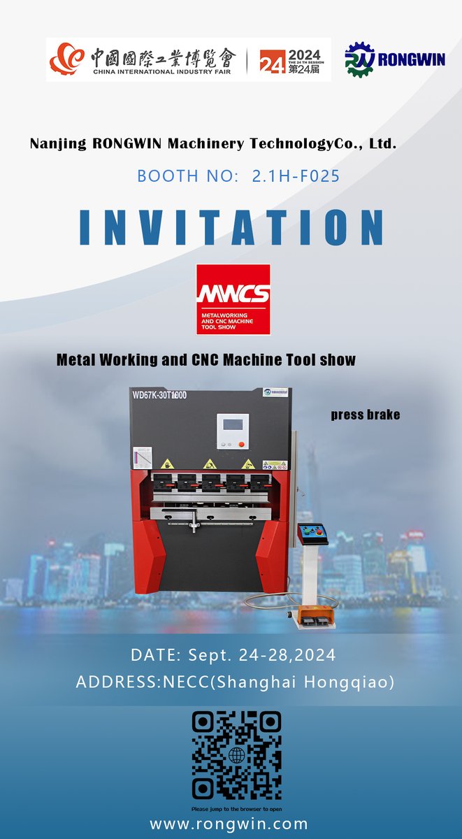 RONGWINMachine's tweet image. Welcome to our Booth No:2.1H-F025CHINA INTERNATIONAL INDUSTRY FAIRDate : Sep.24th to 28th,2024ADDRESS : Shanghai Hongqiao
 RONGWIN 
— Forging Sheet Metal MastersPress Brake Solutions with Life-long Servicewww.rongwin.comCustom Smart Metal Sheet Fabrication Solutions