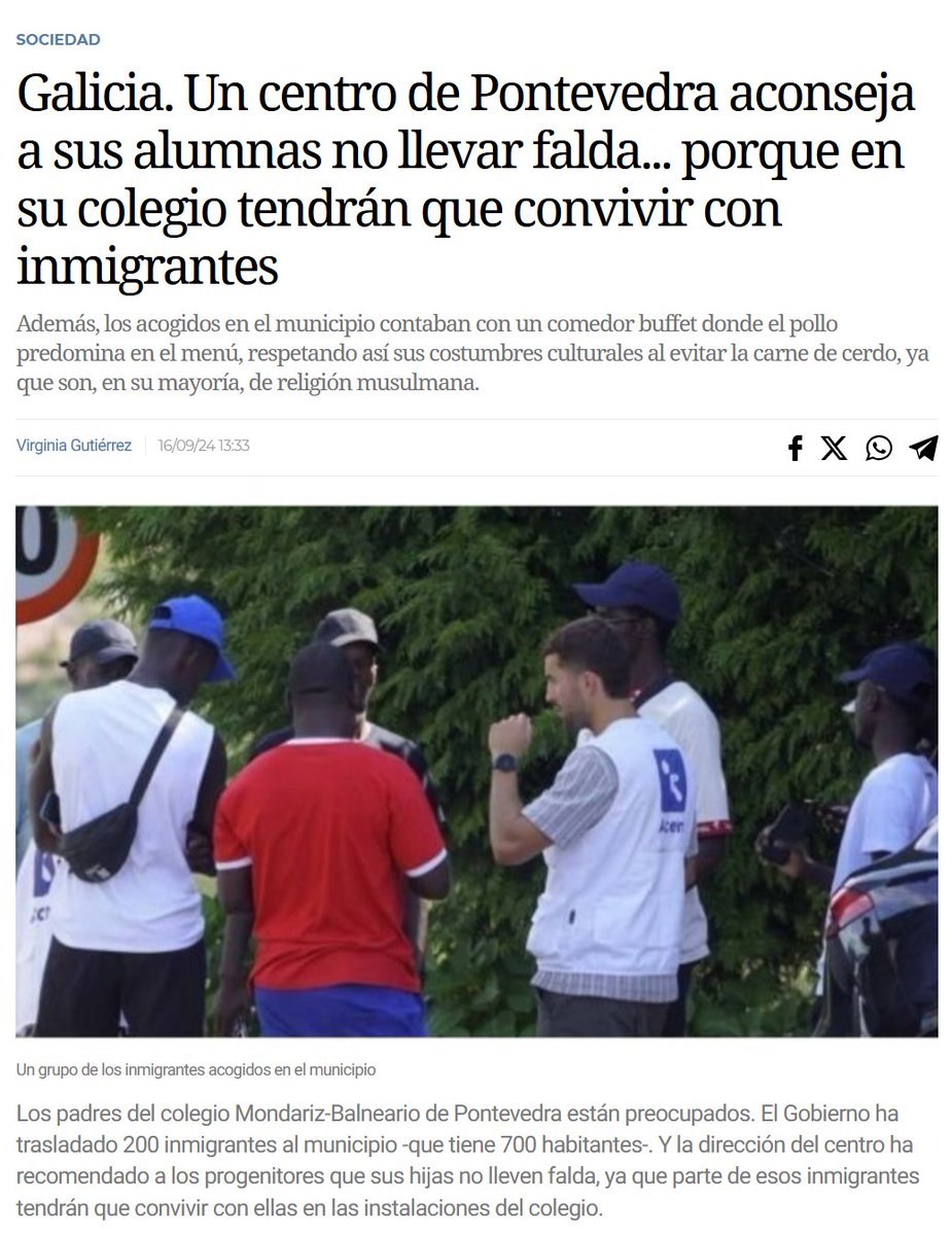 GabrielAraujoES's tweet photo. 🔴 En un colegio de Pontevedra recomiendan a las chicas no llevar minifalda y han eliminado la carne de cerdo en el menú escolar.
Para no molestar a los inmigrantes dicen.

Luego te hablan de la importancia del feminismo, los derechos de las mujeres y de la dieta mediterránea.🤪
https://t.co/vedzADJVqU