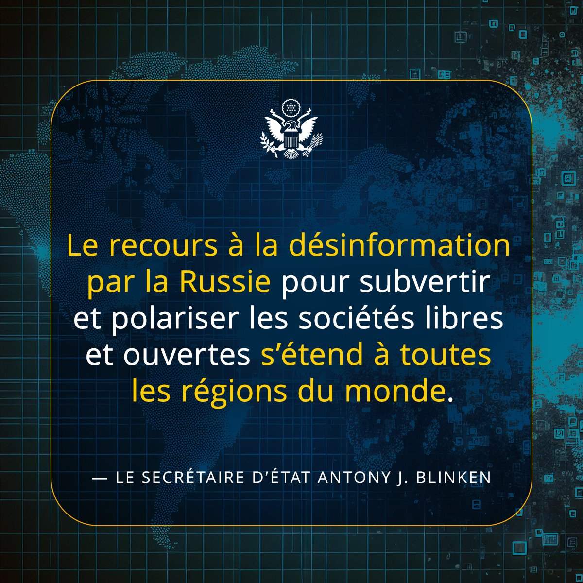 Des médias soutenus par le Kremlin, comme RT, sont engagés dans des activités d’influence clandestines visant à saper les élections &amp; les démocraties dans le monde entier, fonctionnant de facto comme un organe de l’appareil de renseignement de la Russie.
➡️state.gov/translations/f…