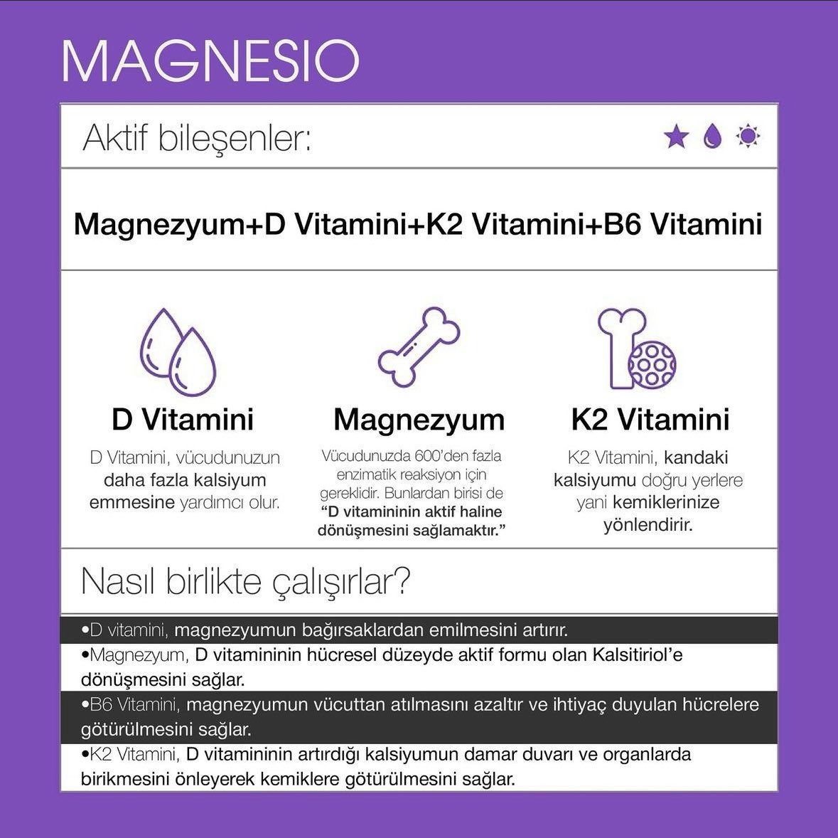 inflesstr's tweet photo. Neden Magnesio? 🌟

Vücudunuzun her dokusuna ulaşabilen 5 farklı magnezyum çeşidi ile sağlığınıza destek olun!

🟣 2 kapsülde 210 mg elementel magnezyum içeriği ile günlük ihtiyacınızı karşılayın.
🟣D3K2 ve B6 vitamini ile sinerjistik etki sağlayarak magnezyum emilimini artırın https://t.co/Ye0hJCVIhM