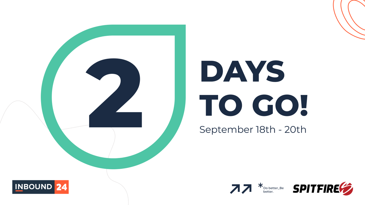 SpitfireInbound's tweet photo. 📣2 DAYS TO @INBOUND 24📣

We’re looking forward to three days of jam-packed educational sessions, inspiring speakers, breakouts, workshops &amp; @HubSpot product updates🤩

#SpitfireInbound #INBOUND24 https://t.co/51Qaj308jm