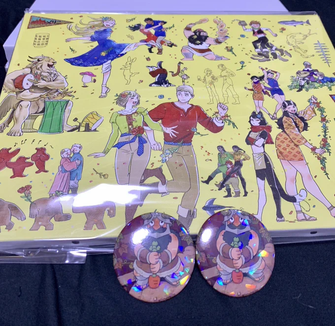 ダンジョン飯展のお土産。複製原稿いっぱい買おうと思ったけど飾る場所ないしなあと思ってキャンバスボードにしときました。 
