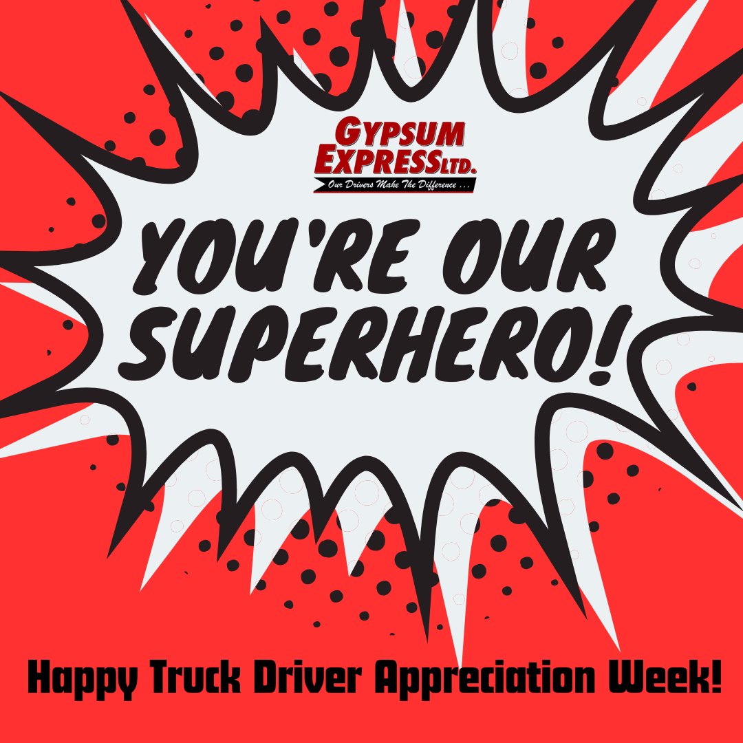 Kicking off this week in style. Drivers, you're our Superheroes! 

Happy Truck Drivers Appreciation Week! We are happy that you are here for the long-haul.

#NTDAW24 #ThankATrucker
#GypsumFamily #TeamRed #GypsumExpress
#OurDriversMakeTheDifference #MondayMotivation