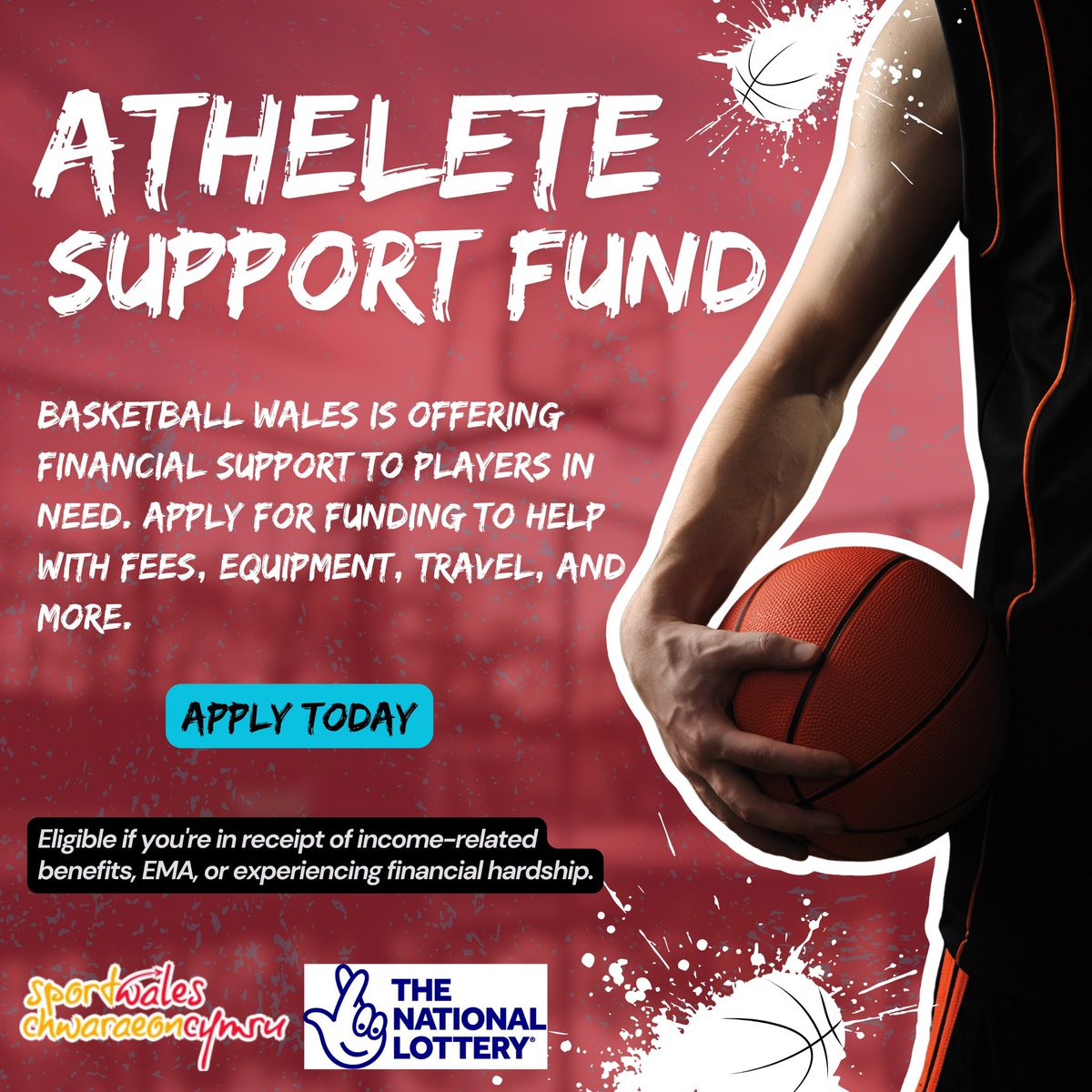 🏀 Need financial support to keep playing basketball? 

Basketball Wales, in partnership with <a href="/sportwales/">Sport Wales</a> and <a href="/TheLotoResults/">TheNationalLottery</a> , is offering funding to players facing financial hardship. 🙌 Click the link below to learn more and see if you qualify! 🔗basketball.wales/wp-content/upl…