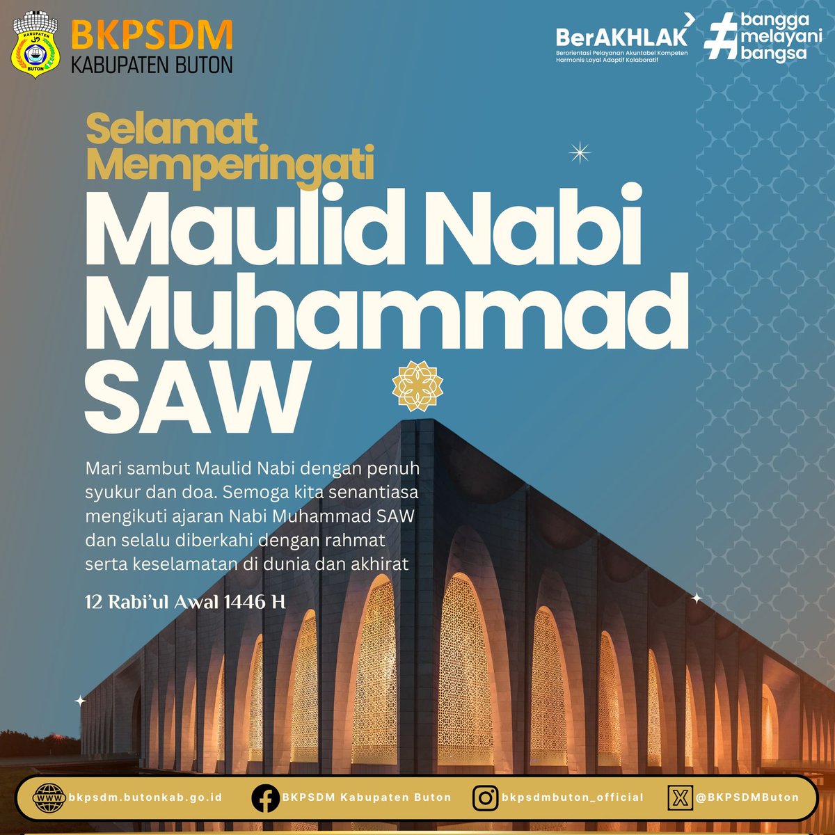 BKPSDMButon's tweet photo. Selamat memperingati Maulid Nabi Muhammad SAW.

#maulidnabimuhammadsaw 
#bkpsdmbuton https://t.co/O6wQhZWZSS