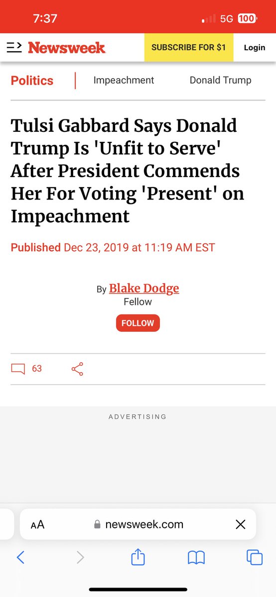 DataGuyFL's tweet image. Yes yes.

People that admire Tulsi can also want TRUMP to not be president.  

People like me.  

She’s also said plenty of anti TRUMP things.  Here’s just one example.👇