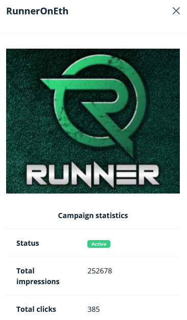 Runnernomics's tweet photo. Lets get this $RUNNER started!

4Chan ads still getting lots of actions!

CMC Fast Track paid!

Holder Count steady above 500!

Over 7% burnt!

Over 4 #ETH in buybacks! https://t.co/V18u5zjpsZ