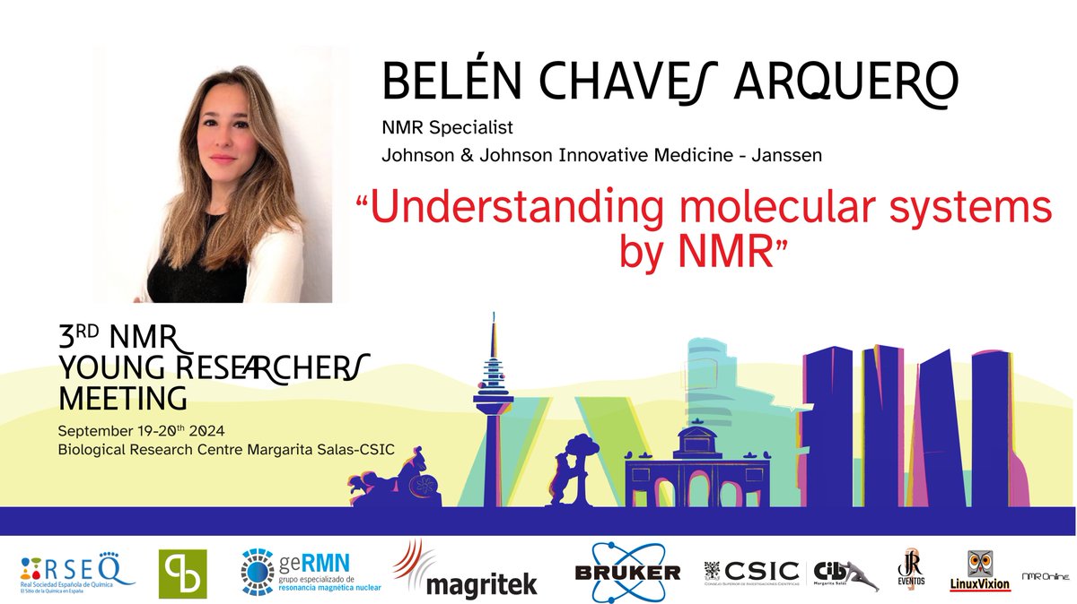 3rd NMR Young Researchers Meeting (@germn_junior) on Twitter photo Dr. Belén Chaves (<a href="/Chavesbelen/">Belén Chaves-Arquero</a>) from
<a href="/JNJInnovMedES/">J&J Innovative Medicine España</a> will join us to give her vision from an industrial point of view with her guest lecture!!
"Understanding molecular systems by NMR"
#NMR #GeRMNjunior #YoungResearchers #NMRchat
germn.rseq.org/germn-junior/ Dr. Belén Chaves (<a href="/Chavesbelen/">Belén Chaves-Arquero</a>) from
<a href="/JNJInnovMedES/">J&J Innovative Medicine España</a> will join us to give her vision from an industrial point of view with her guest lecture!!
"Understanding molecular systems by NMR"
#NMR #GeRMNjunior #YoungResearchers #NMRchat
germn.rseq.org/germn-junior/