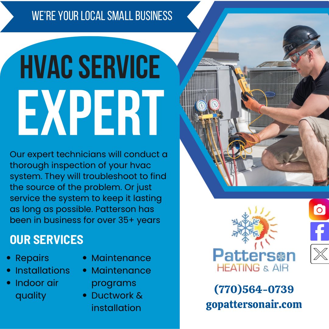Patterson_Air's tweet photo. ⭐️SUPPORT LOCAL SMALL BUSINESSES⭐️
#SmallBusiness #hvac #gwinnettcounty #barrowcounty #service #repairs #local #airconditioning #Maintenance https://t.co/t2Hh7euxLz