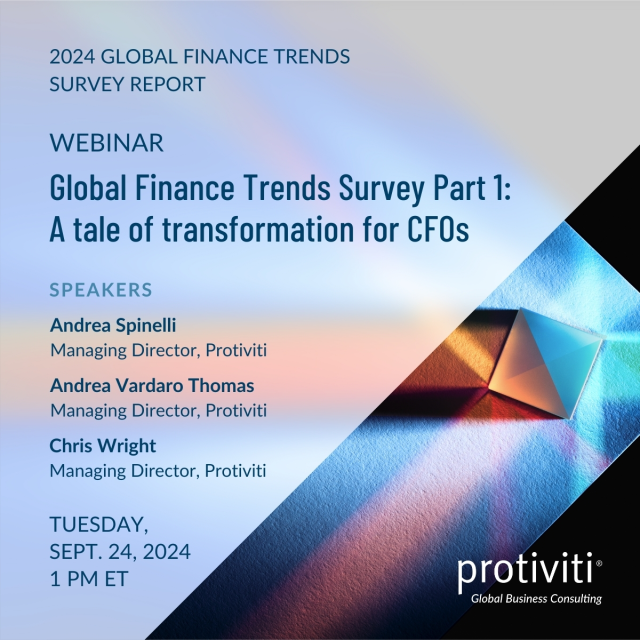 WalterKop's tweet photo. Register for Part 1 to gain insights into the findings of Protiviti’s 2024 Global Finance Trends Survey. Identify the top priorities for CFOs, key action items for CFOs going into 2025, and more. CPE: 1.0 credits available for live attendance https://t.co/RJQ7Y74jj1 https://t.co/0jraKjYY3z